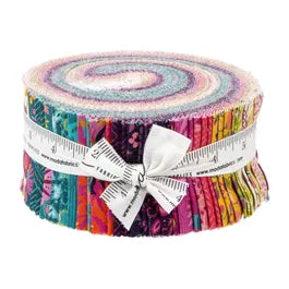 Parlor Jelly Roll by Crystal Manning for Moda Fabrics - 40 precut 2.5 inch strips featuring vibrant bohemian-inspired 100% cotton quilting fabrics