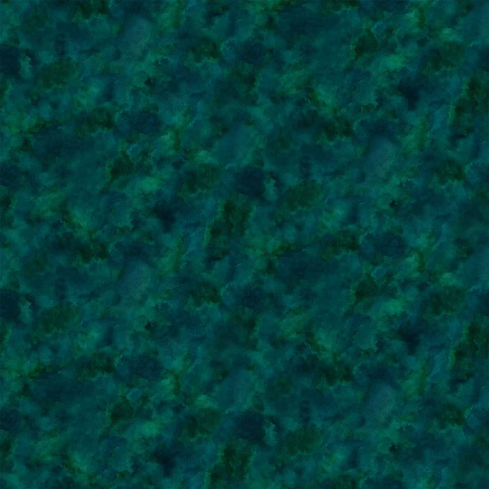 Luscious Dark Teal Texture by Northcott Fabrics β deep rich teal watercolour tonal blender quilting cotton