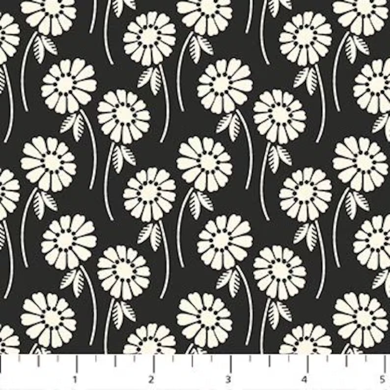 Pop Sugar Upsy Daisy fabric in licorice by Heather Bailey for Figo Fabrics - 100% cotton quilting fabric 43/44 inches wide