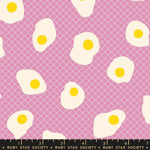Ruby Star Society Egg and Friends Fried Eggs fabric in kiss - retro breakfast food themed quilting cotton by Kimberly Kight