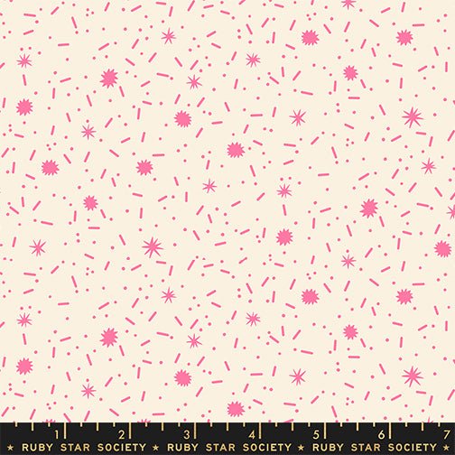 Egg and Friends Sugar Rush fabric in neon pink by Kimberly Kight for Ruby Star Society - 100% cotton quilting fabric featuring retro novelty print