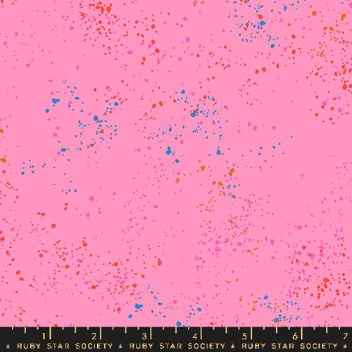"Ruby Star Society Speckled fabric in Flamingo pink with white speckles - basic blender quilting cotton by Rashida Coleman Hale"