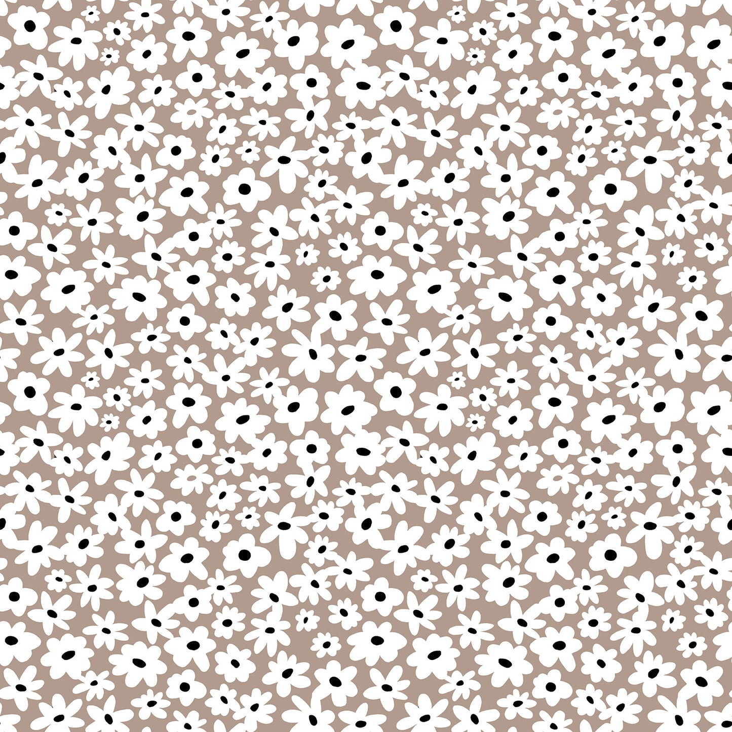 Soho Daisies Taupe quilting fabric by Patrick Lose for Northcott Fabrics – delicate daisy print in warm taupe, 100% cotton, 43/44 inches wide
