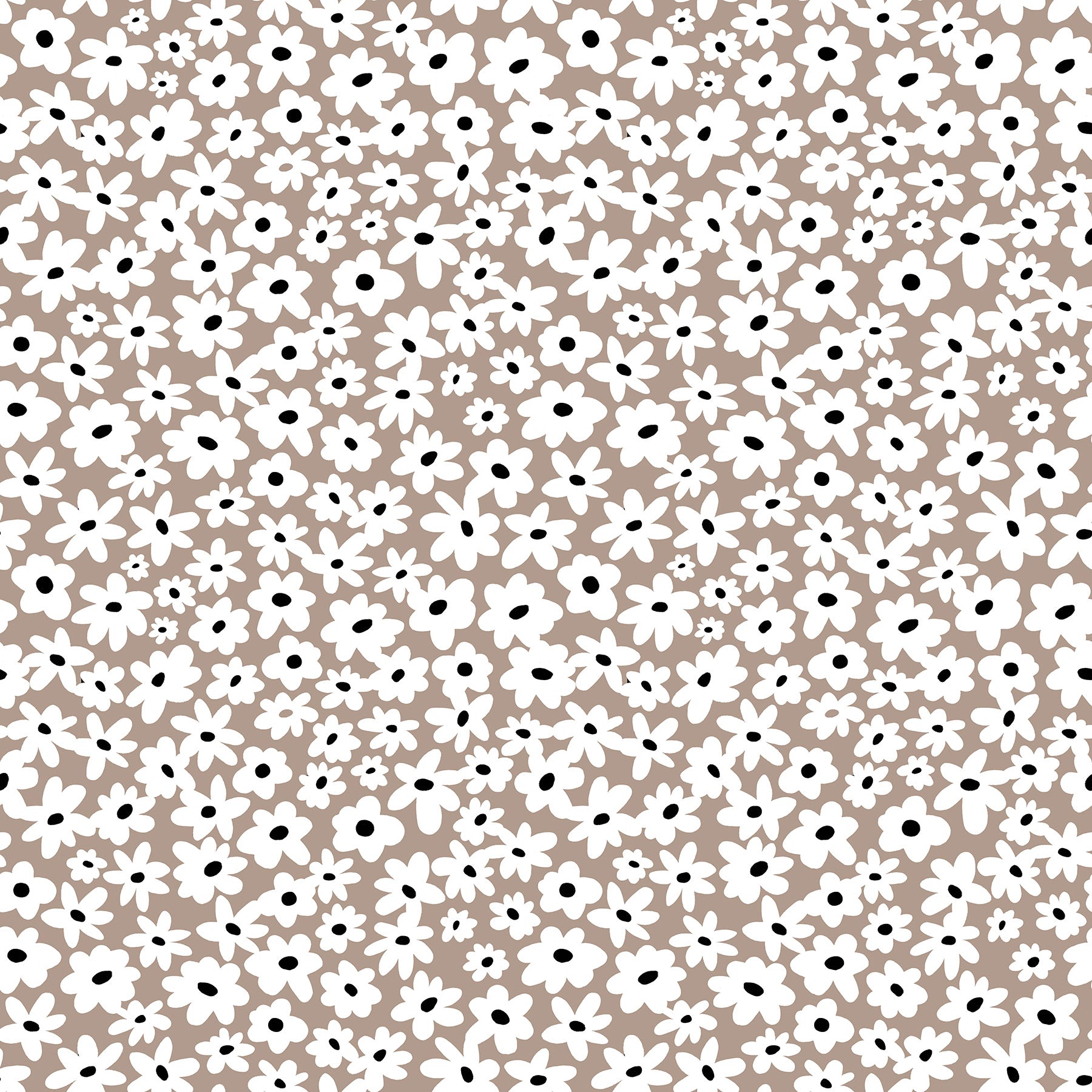Soho Daisies Taupe quilting fabric by Patrick Lose for Northcott Fabrics – delicate daisy print in warm taupe, 100% cotton, 43/44 inches wide
