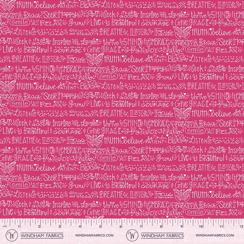 Affirmations Magenta quilting cotton from Sway by Kori Turner Goodhart for Windham Fabrics
