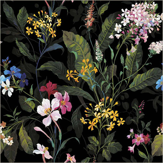 Moody Bloom Black cotton canvas fabric by Whistler Studios for Windham Fabrics – OEKO-TEX certified, 100% cotton, 44/45" wide
