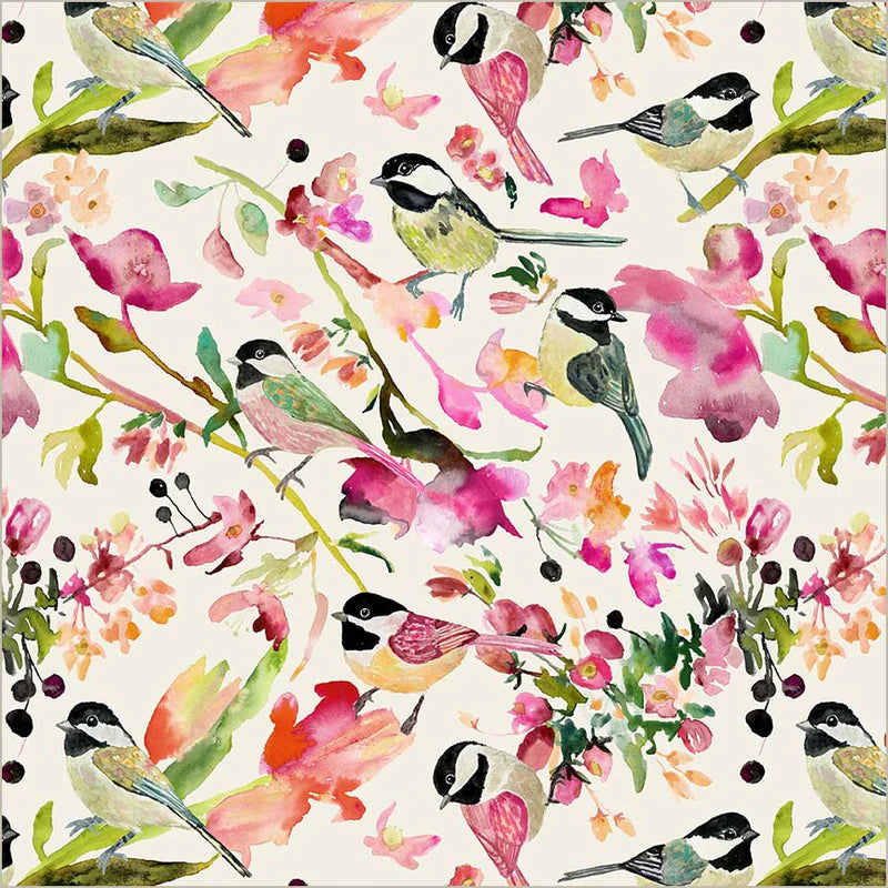Chickadee Parchment cotton canvas fabric by Betsy Olmsted for Windham Fabrics – OEKO-TEX certified, 100% cotton, 44/45" wide

