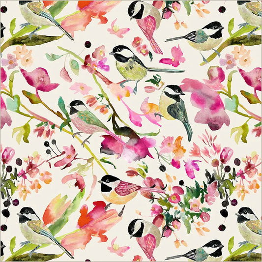 Chickadee Parchment cotton canvas fabric by Betsy Olmsted for Windham Fabrics – OEKO-TEX certified, 100% cotton, 44/45" wide
