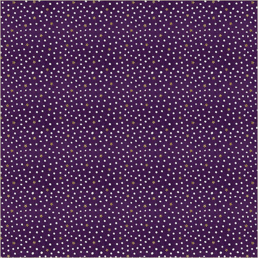 Shine Bright from Midnight Hollow by Jennifer Lambein for Windham Fabrics — celestial stars and moons on violet quilting cotton
