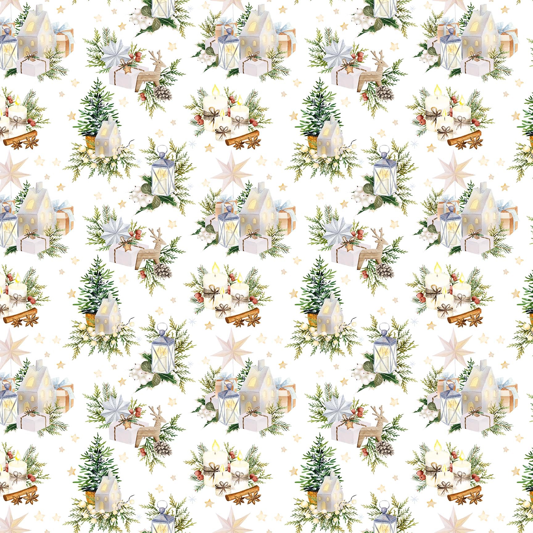 White Christmas from Snowbound by Figo Fabrics for Northcott — white holiday print quilting cotton 10" square
