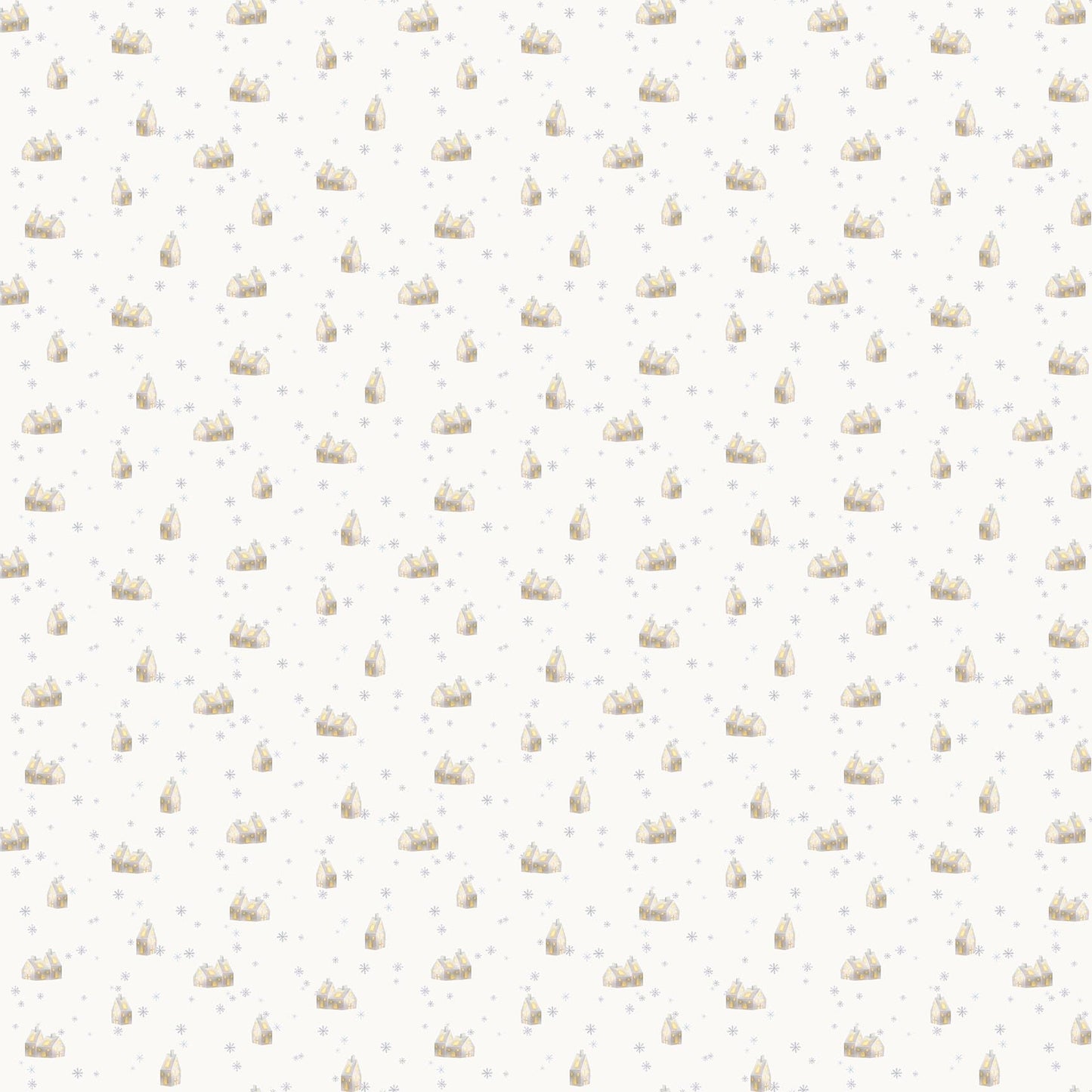 Houses from Snowbound by Figo Fabrics for Northcott — cream holiday houses print quilting cotton 10" square
