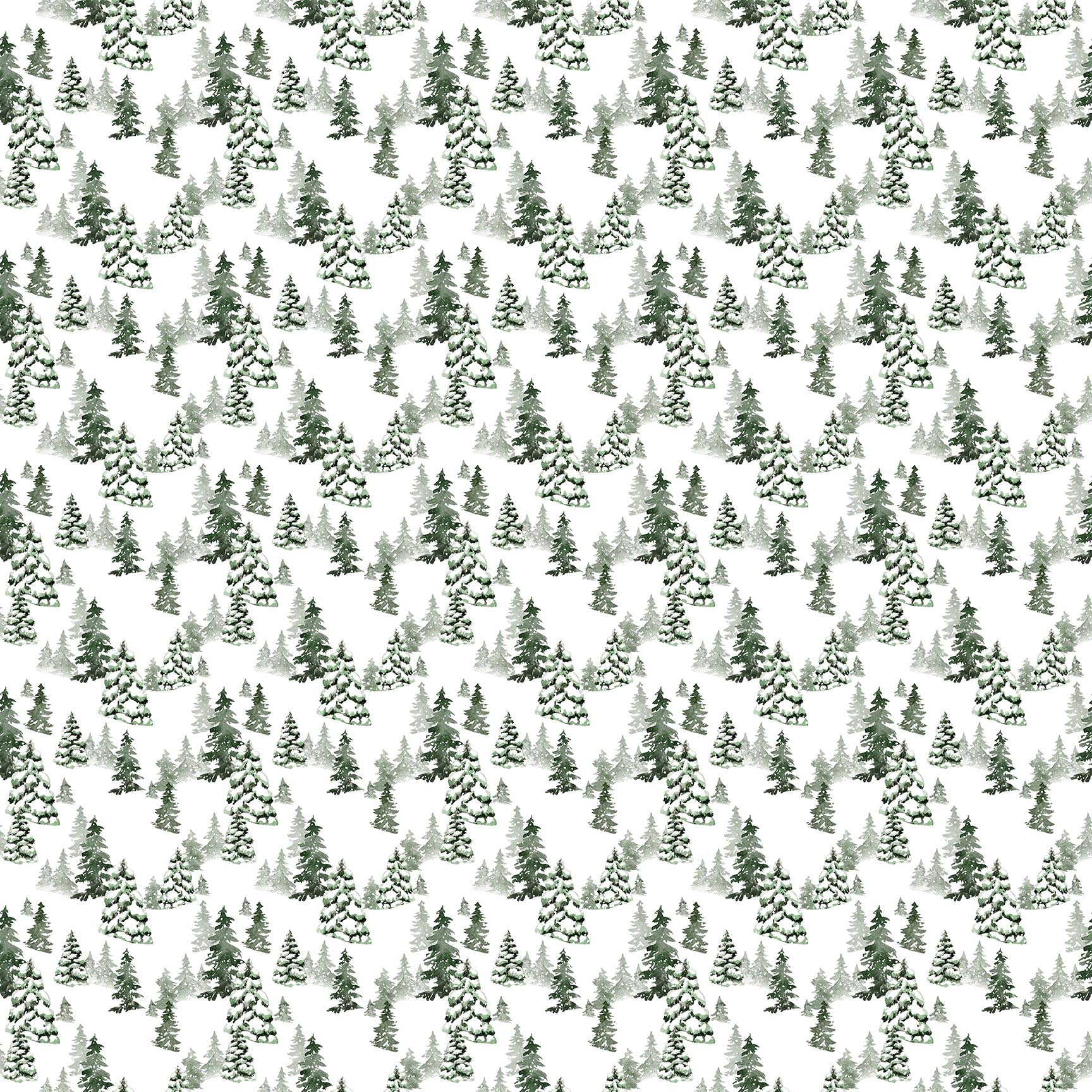 Trees from Snowbound by Figo Fabrics for Northcott — white Christmas trees print quilting cotton 10" square
