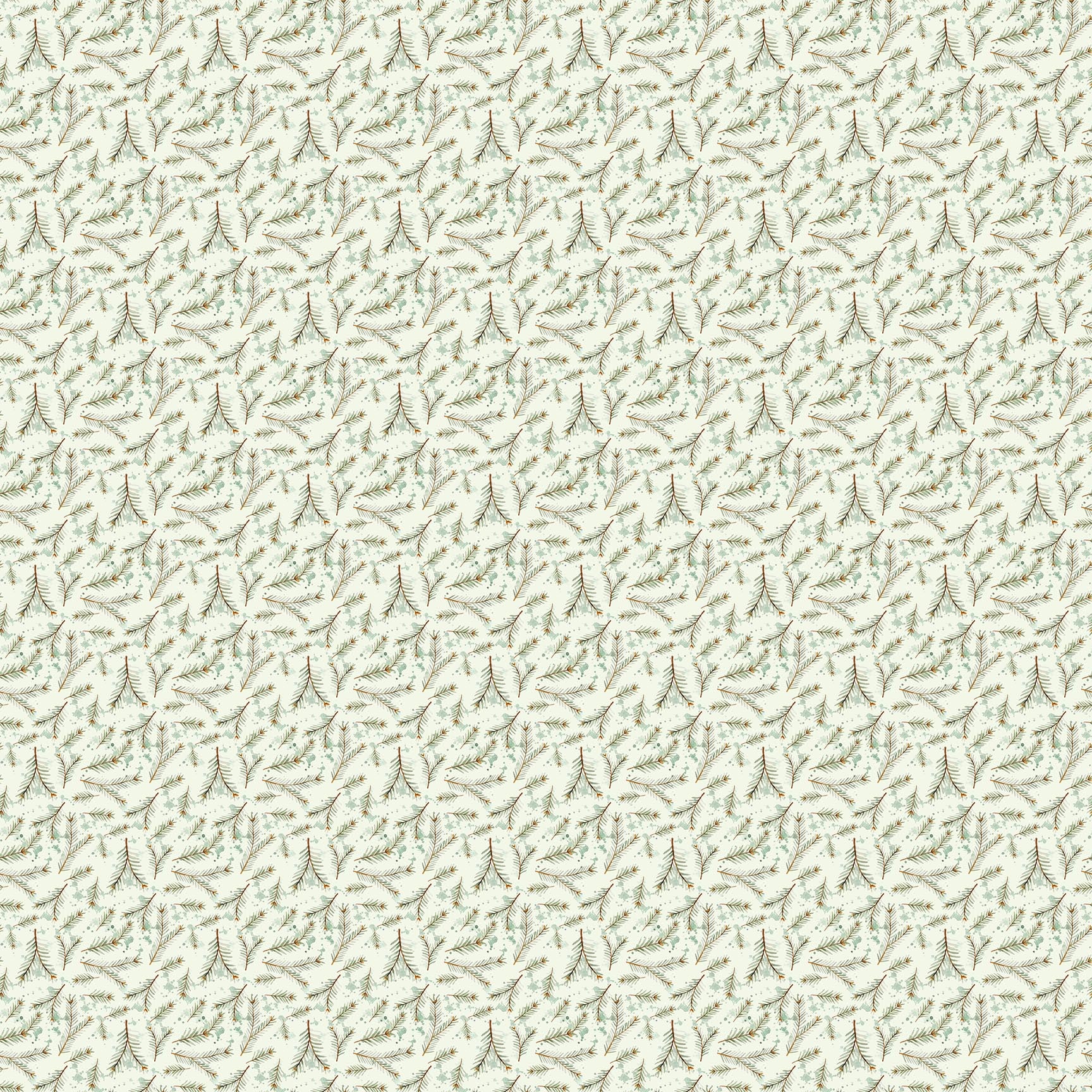 Twigs from Snowbound by Figo Fabrics for Northcott — green twigs print quilting cotton 10" square
