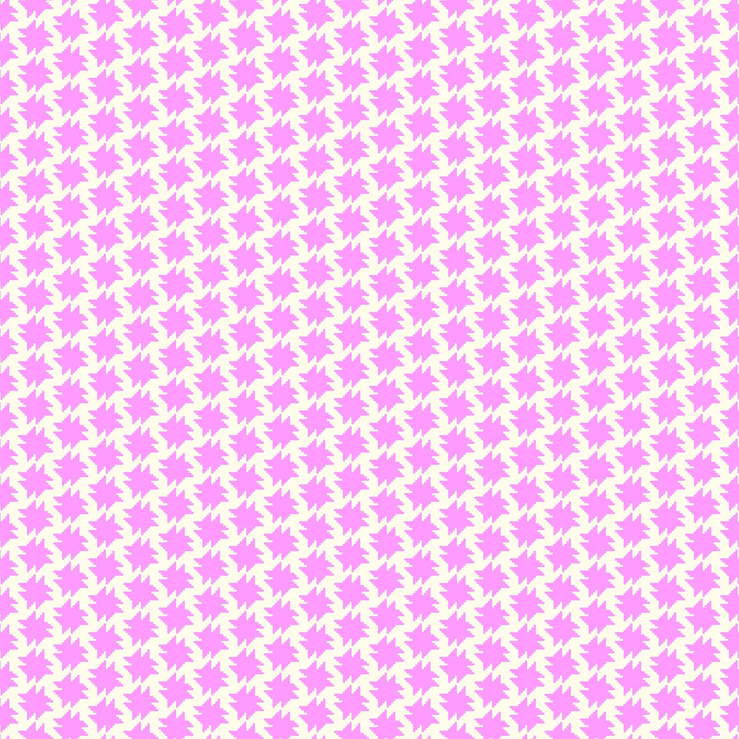 Cream fabric with repeating geometric star shapes in soft pink forming a playful, symmetrical pattern.