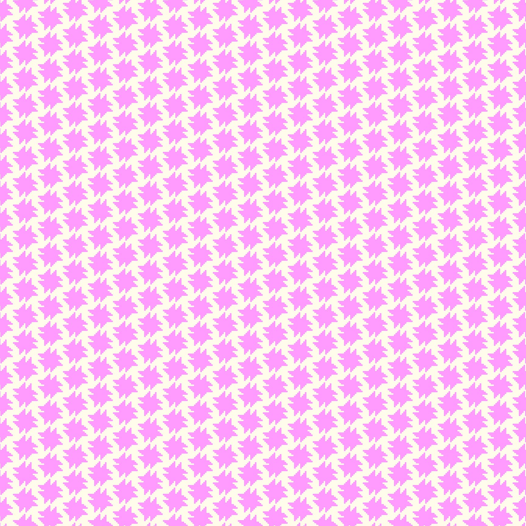 Cream fabric with repeating geometric star shapes in soft pink forming a playful, symmetrical pattern.
