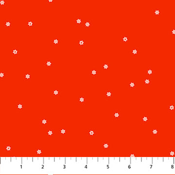 Flowers Red: Seasons Basics Flowers Red fabric featuring floral pattern on red background by Ghazal Razavi for Figo Fabrics