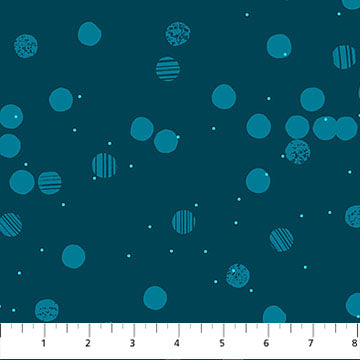 Snow Teal: Seasons Basics Snow Teal fabric featuring snowflake pattern on teal background by Ghazal Razavi for Figo Fabrics