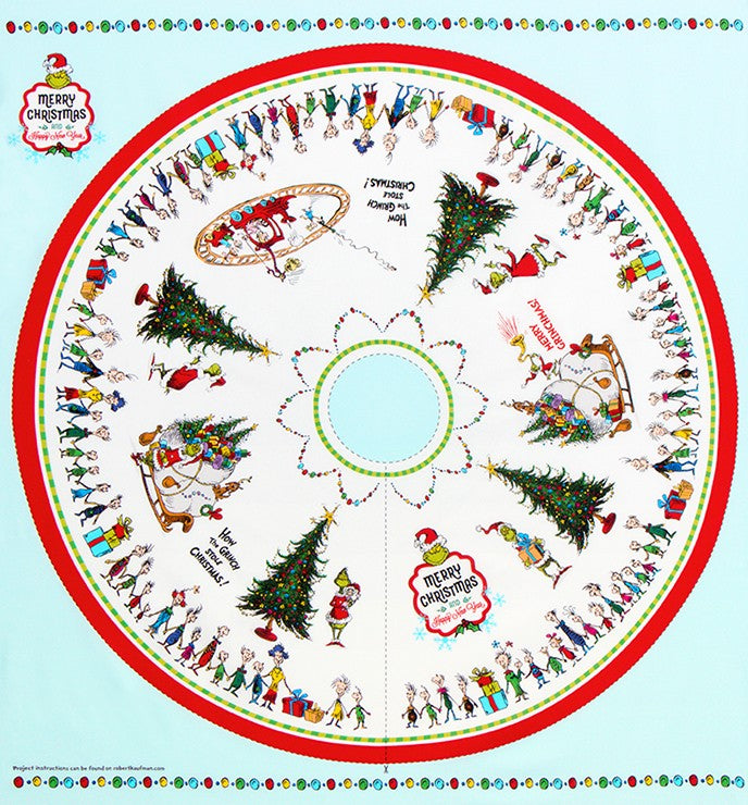 How The Grinch Stole Christmas Tree Skirt Panel Kit - White Multi Background