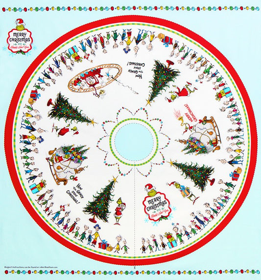 How The Grinch Stole Christmas Tree Skirt Panel Kit - White Multi Background