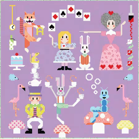 Mad Quilt Party quilt block — Mad Hatter and tea party design
