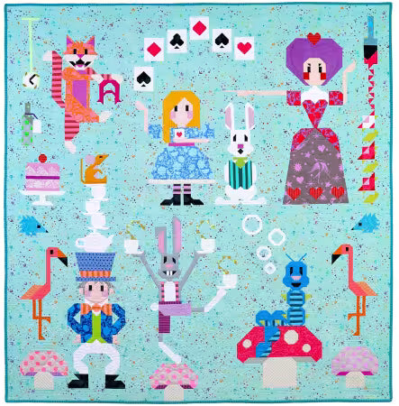 Mad Quilt Party quilt block — Queen of Hearts and playing cards design
