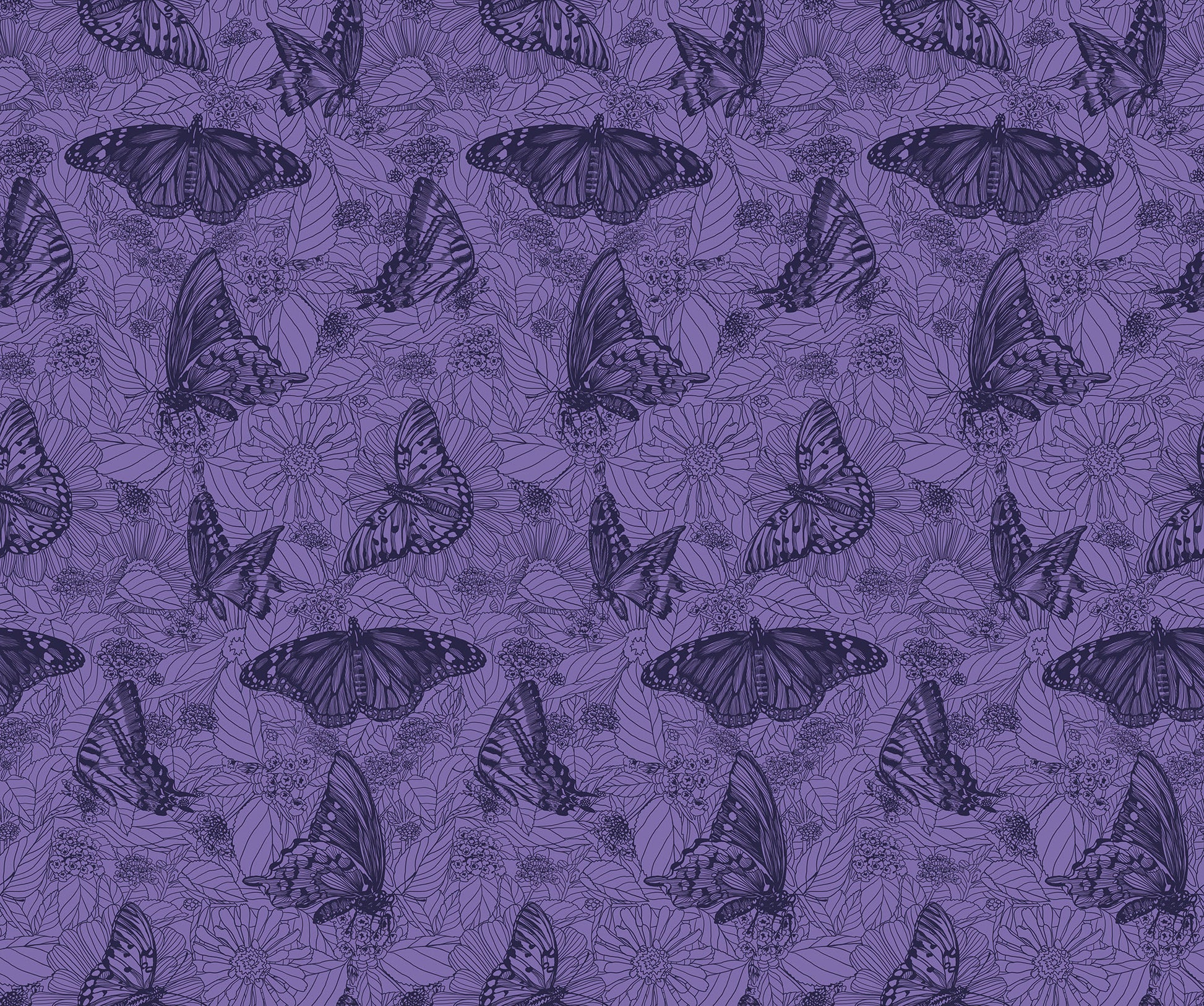 Butterfly pattern on a purple background