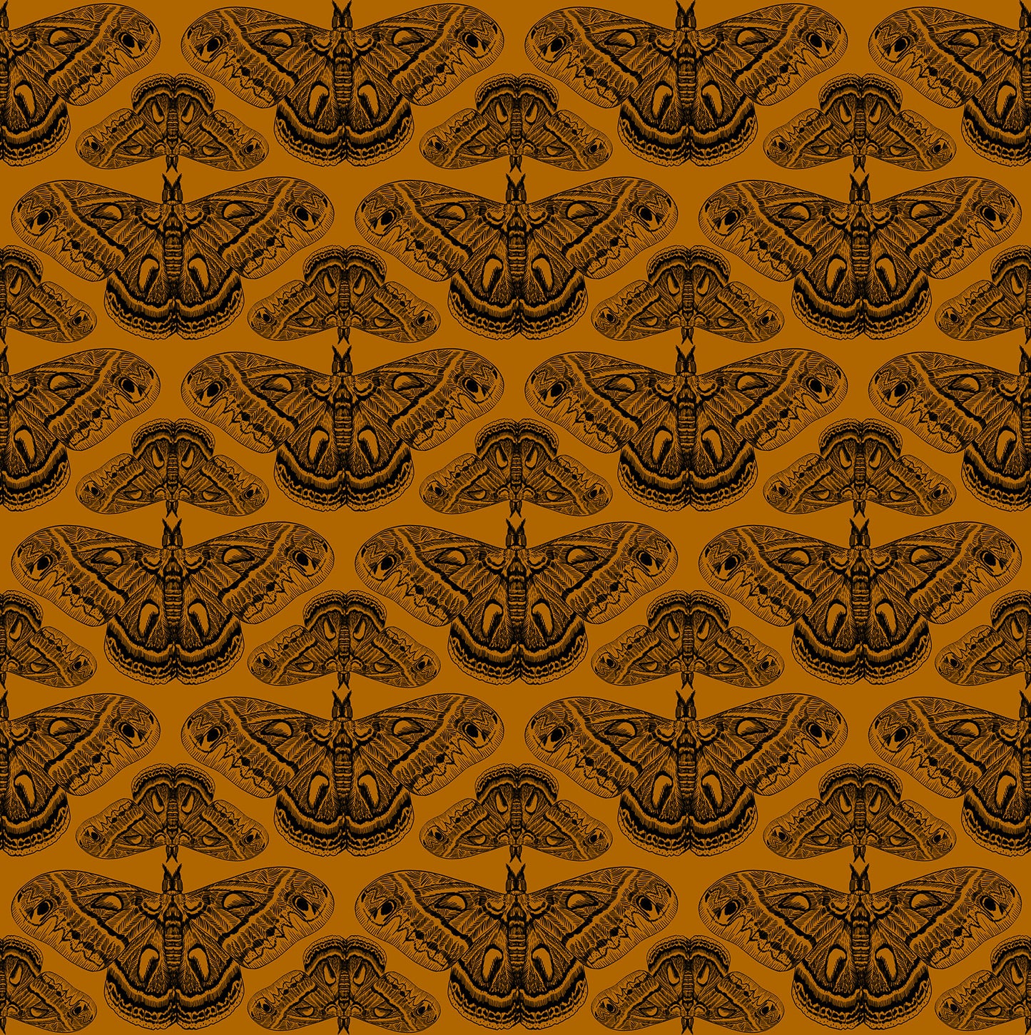 Pattern of butterflies on a golden yellow background