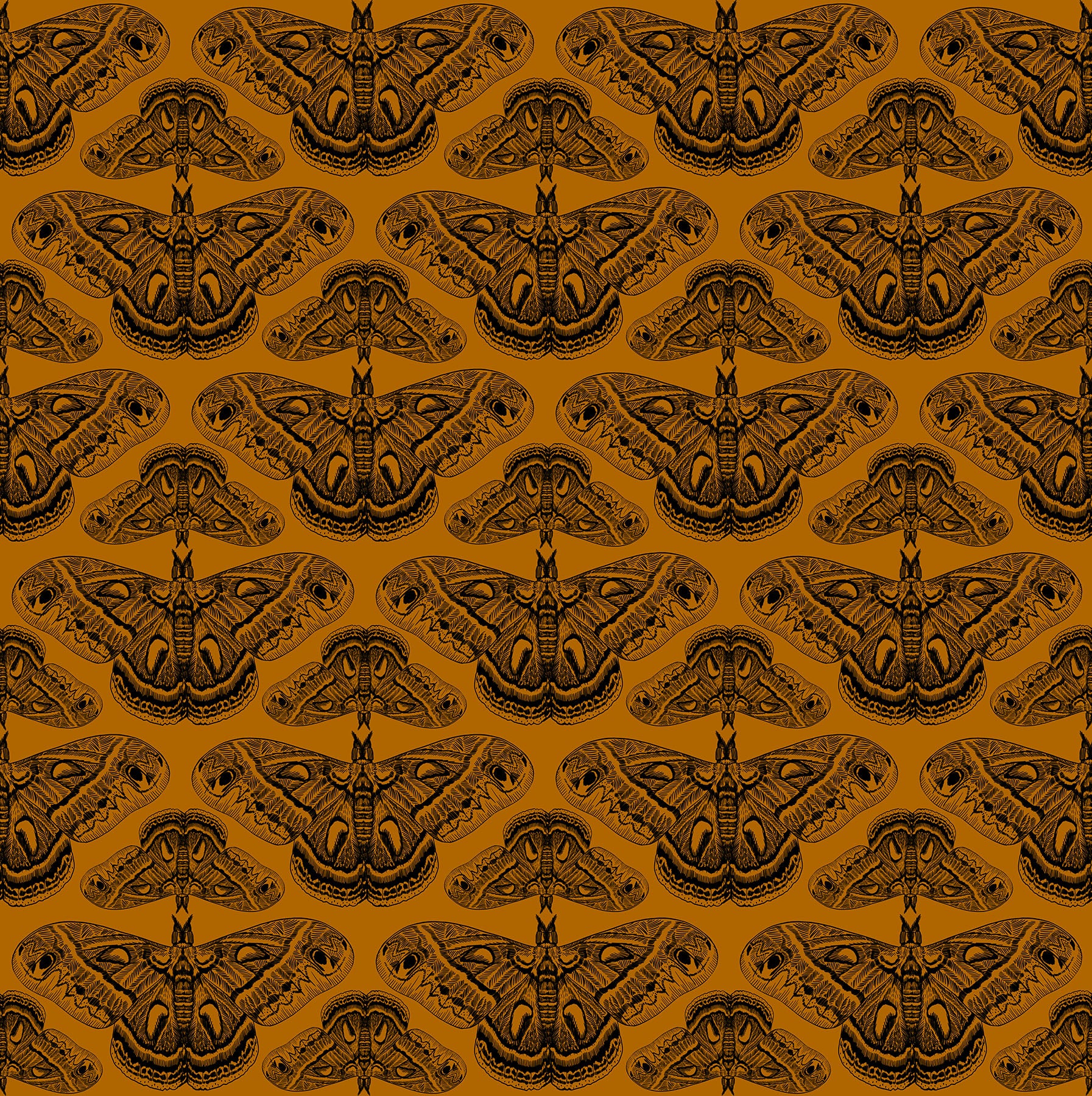 Pattern of butterflies on a golden yellow background
