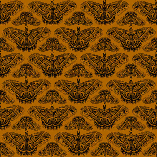 Pattern of butterflies on a golden yellow background