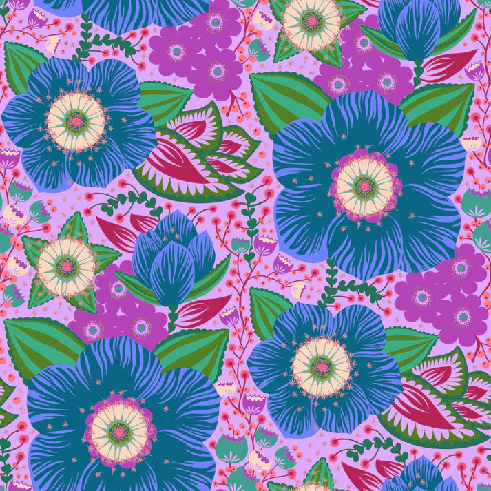 Overdressed Honorable Mention fabric in cobalt by Anna Maria Textiles for Northcott Fabrics - 100% cotton quilting fabric featuring vibrant geometric print in blue