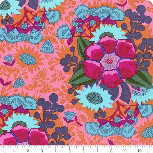 Overdressed Centerpiece fabric in juicy by Anna Maria Textiles for Northcott Fabrics - 100% cotton quilting fabric featuring vibrant geometric print in bright pink