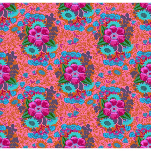 Overdressed Centerpiece fabric in juicy scale view showing pattern detail by Anna Maria Textiles for Northcott Fabrics