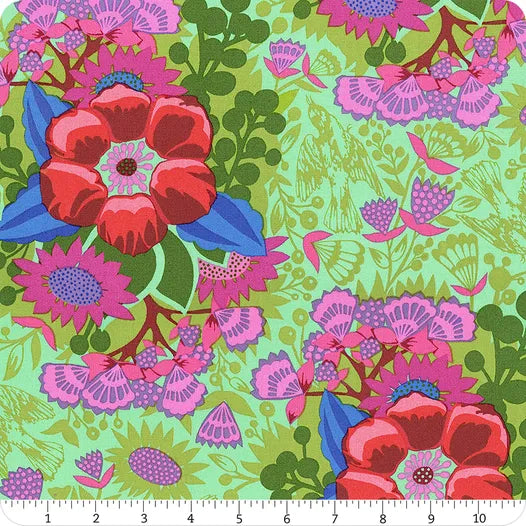 Overdressed Centerpiece fabric in limerick scale view showing pattern detail by Anna Maria Textiles for Northcott Fabrics