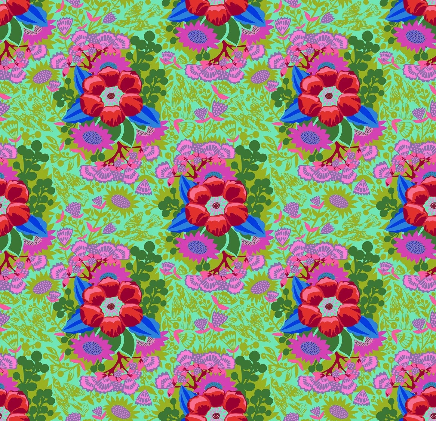 Overdressed Centerpiece fabric in limerick by Anna Maria Textiles for Northcott Fabrics - 100% cotton quilting fabric featuring vibrant geometric print in green