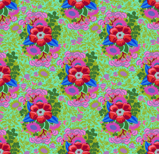 Overdressed Centerpiece fabric in limerick by Anna Maria Textiles for Northcott Fabrics - 100% cotton quilting fabric featuring vibrant geometric print in green