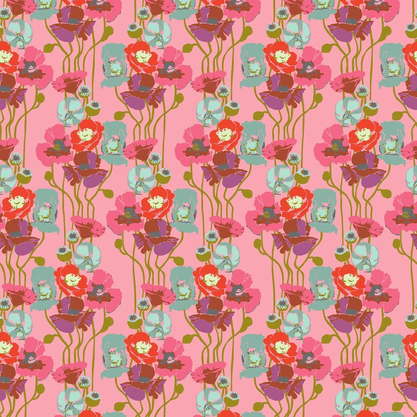 Overdressed By Anna Maria Textiles for Northcott Fabrics - Pouring Poppies - Haze