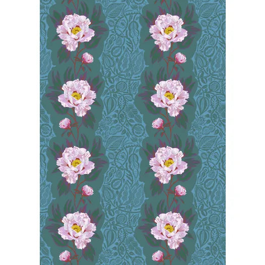 Overdressed Triumph fabric in swim scale view showing pattern detail by Anna Maria Textiles for Northcott Fabrics