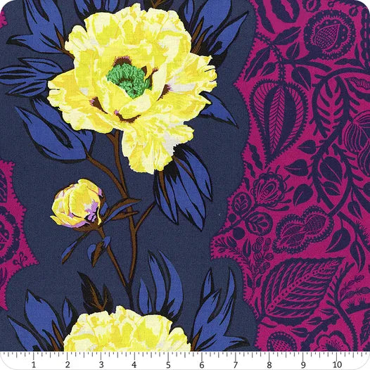 Overdressed Triumph fabric in bob by Anna Maria Textiles for Northcott Fabrics - 100% cotton quilting fabric featuring vibrant geometric print in navy