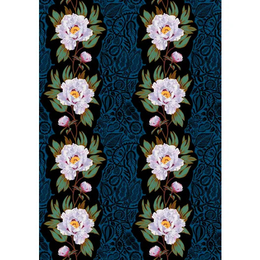 Overdressed Triumph fabric in sink scale view showing pattern detail by Anna Maria Textiles for Northcott Fabrics
