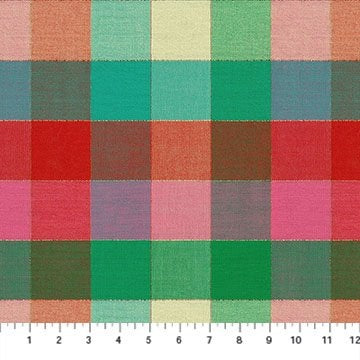 Checkered fabric pattern with a ruler at the bottom