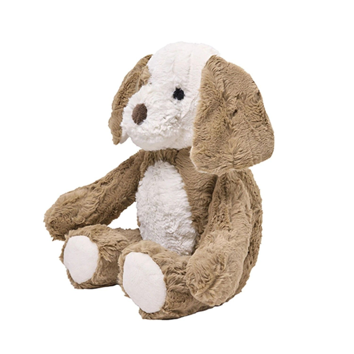 Barkley the Puppy in Cappucino brown plush with floppy ears, a white face, tummy and paws, shown at an angle.
