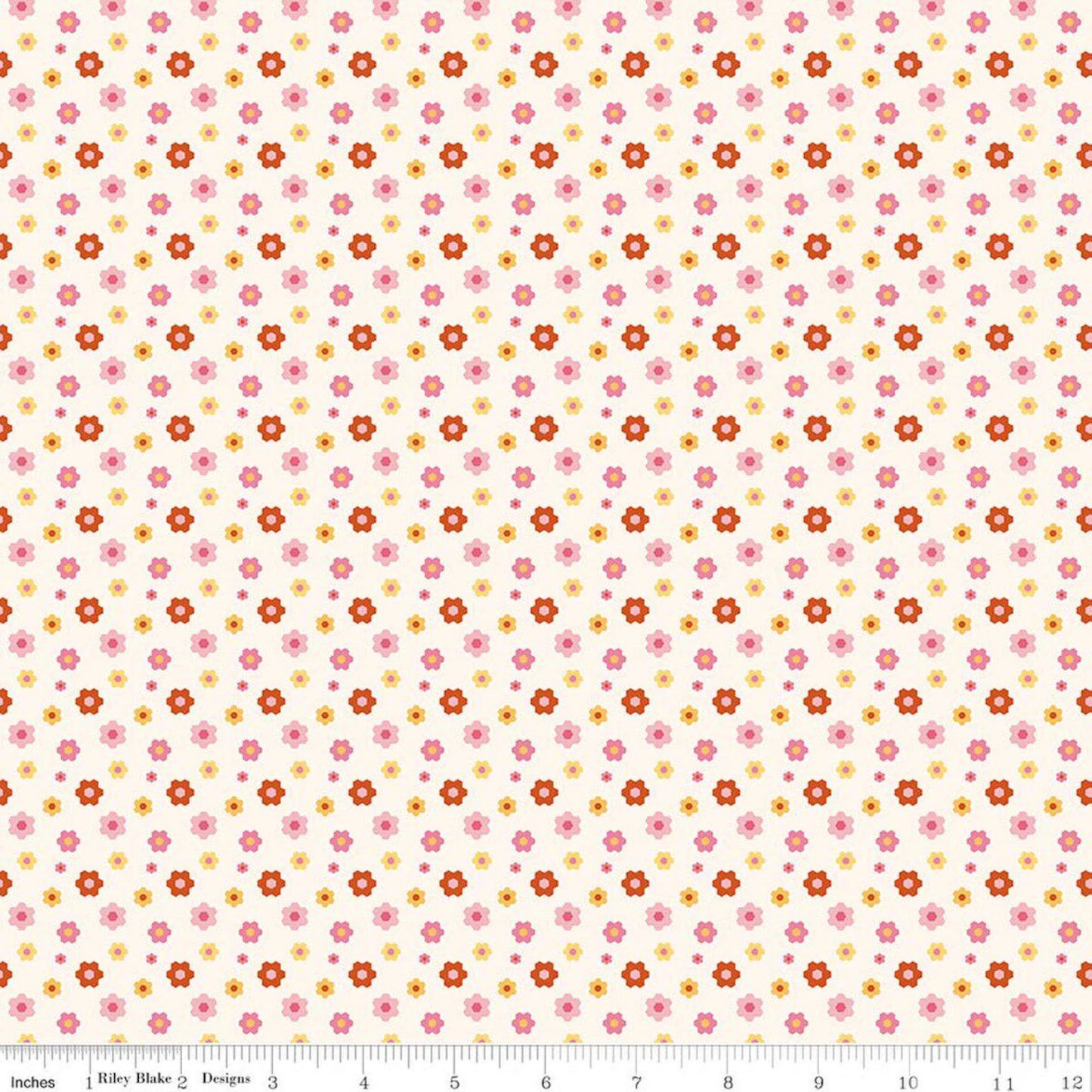 Floral - Cream: Patchwork Floral Cream fabric with petaled flowers and butterflies on cream background