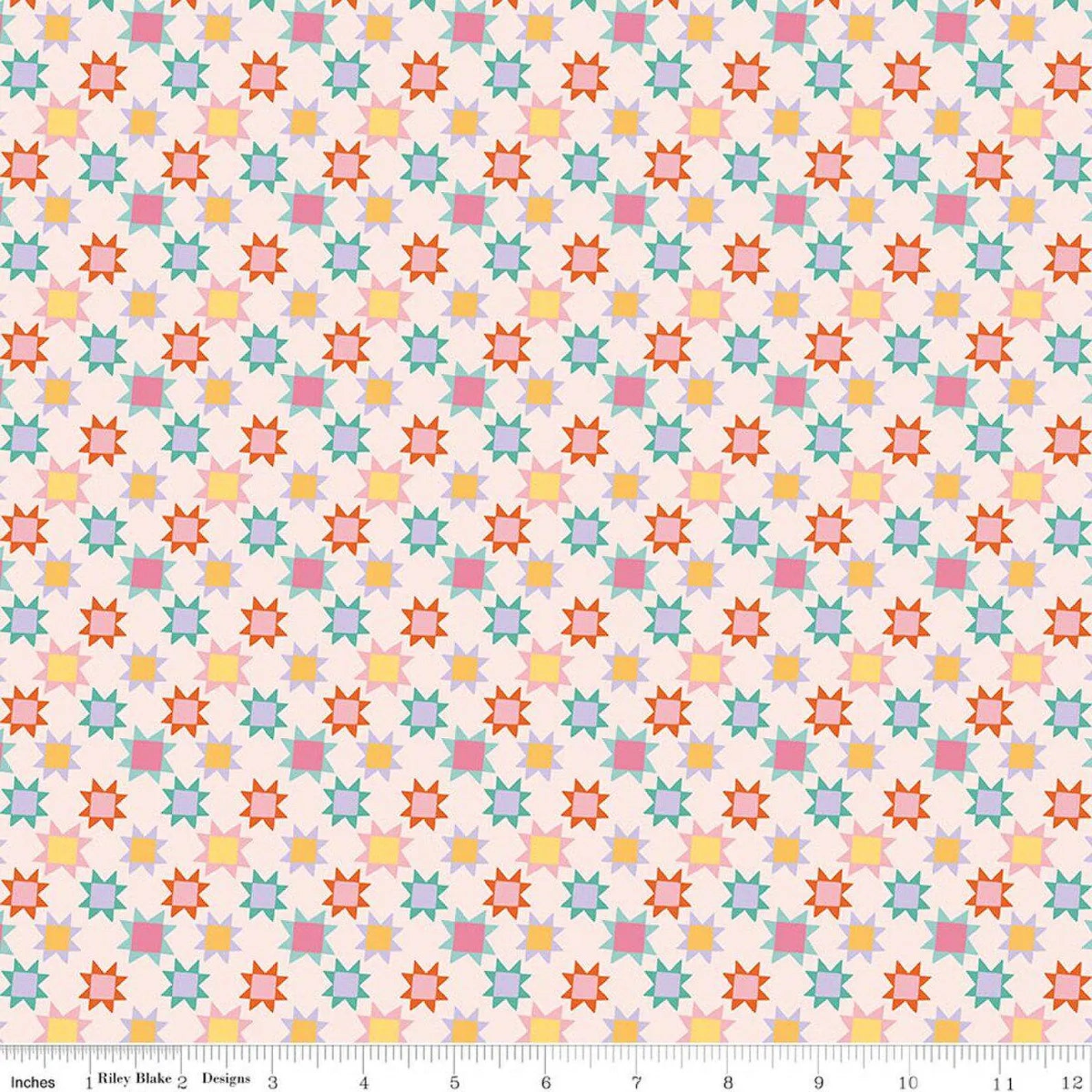Stars - Latte: Patchwork Stars Latte fabric featuring star pattern on warm latte background