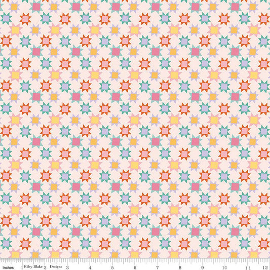 Stars - Latte: Patchwork Stars Latte fabric featuring star pattern on warm latte background
