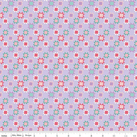 Stars - Purple: Patchwork Stars Purple fabric featuring star pattern on purple background