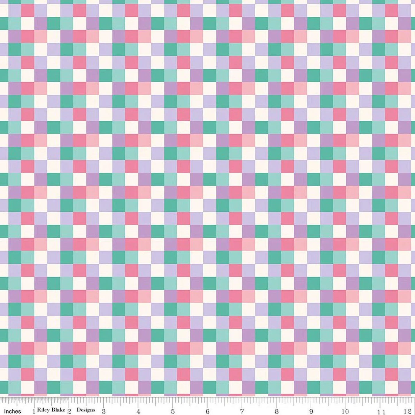 Checks - Purple: Patchwork Checks Purple fabric featuring purple and white gingham check pattern