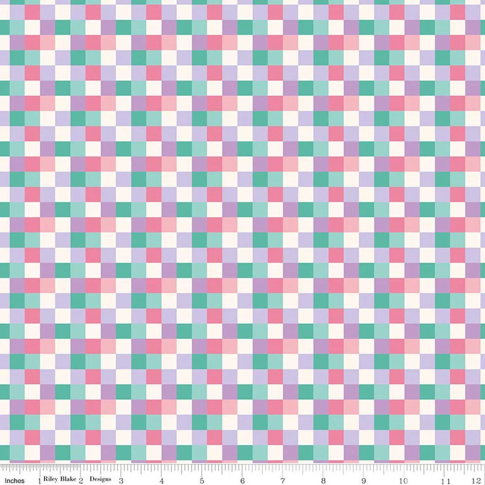 Checks - Purple: Patchwork Checks Purple fabric featuring purple and white gingham check pattern