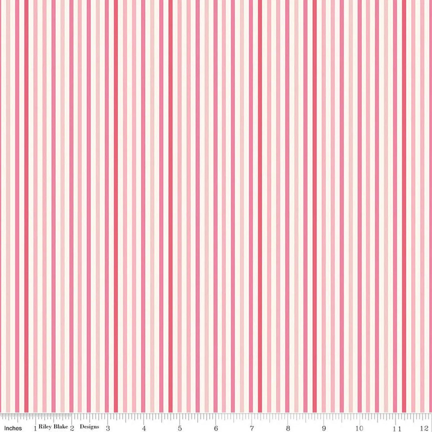 Stripes - Pink: Patchwork Stripes Pink fabric featuring pink and white striped pattern
