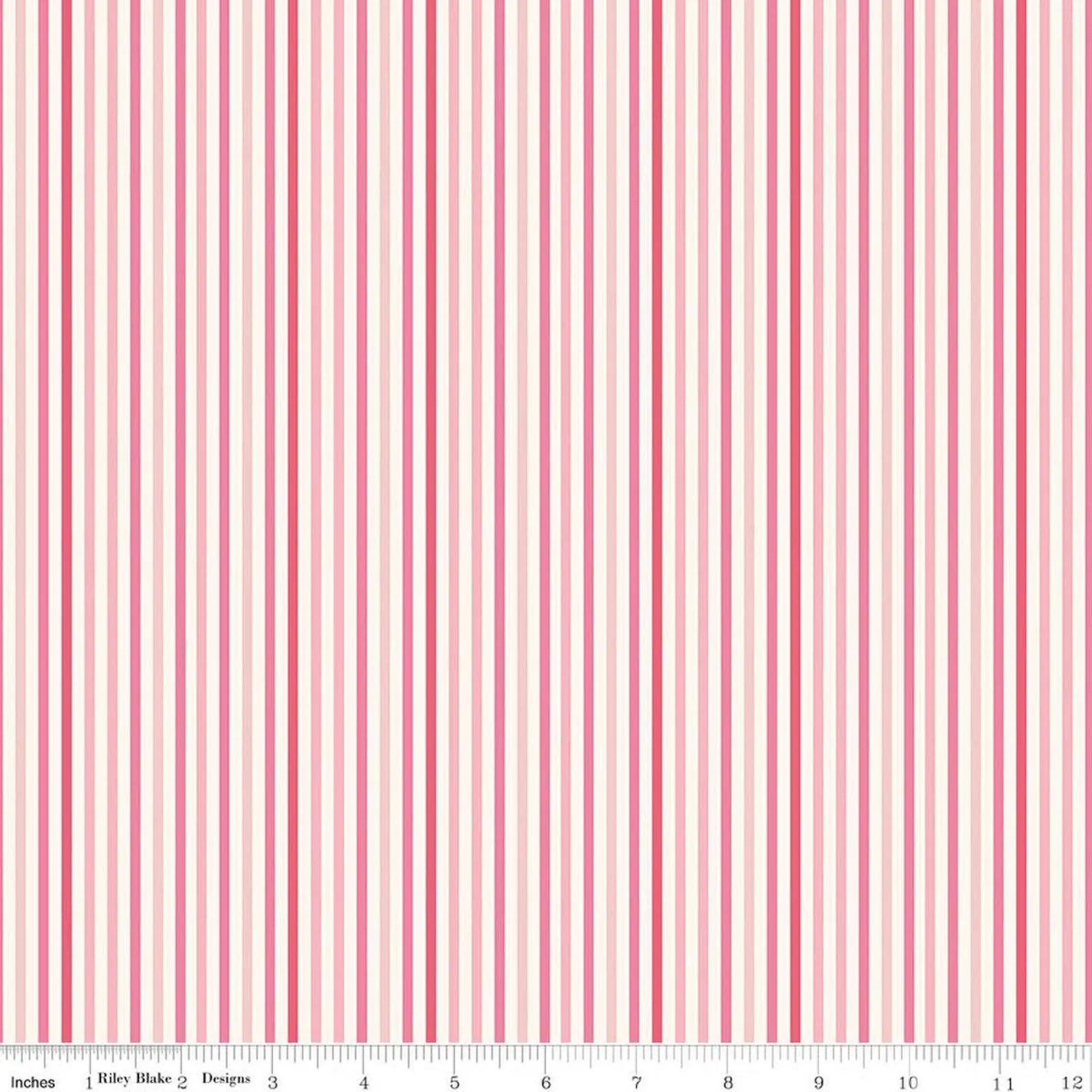 Stripes - Pink: Patchwork Stripes Pink fabric featuring pink and white striped pattern