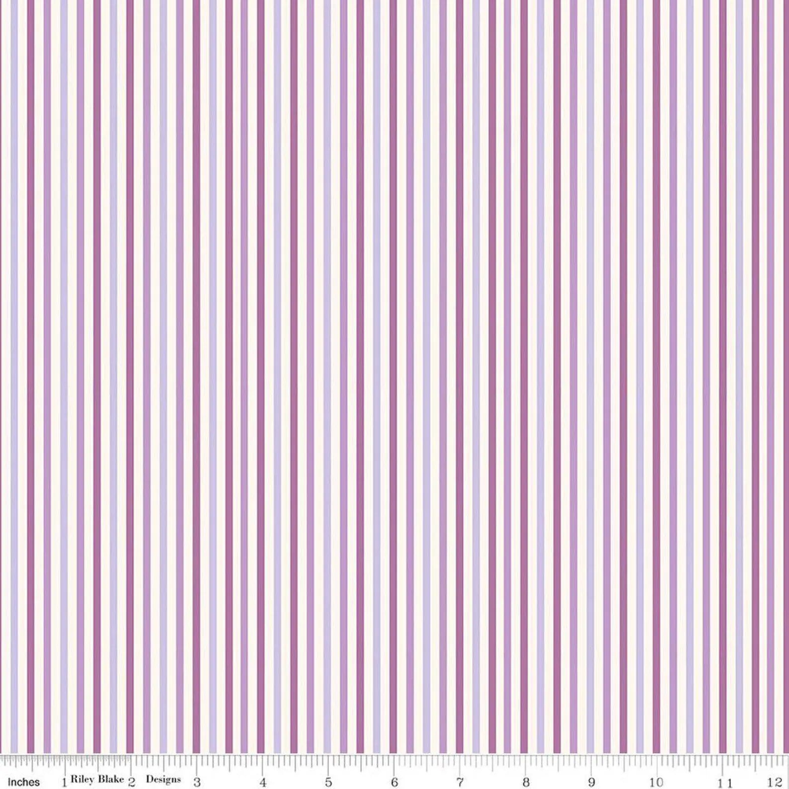 Stripes - Purple: Patchwork Stripes Purple fabric featuring purple and white striped pattern